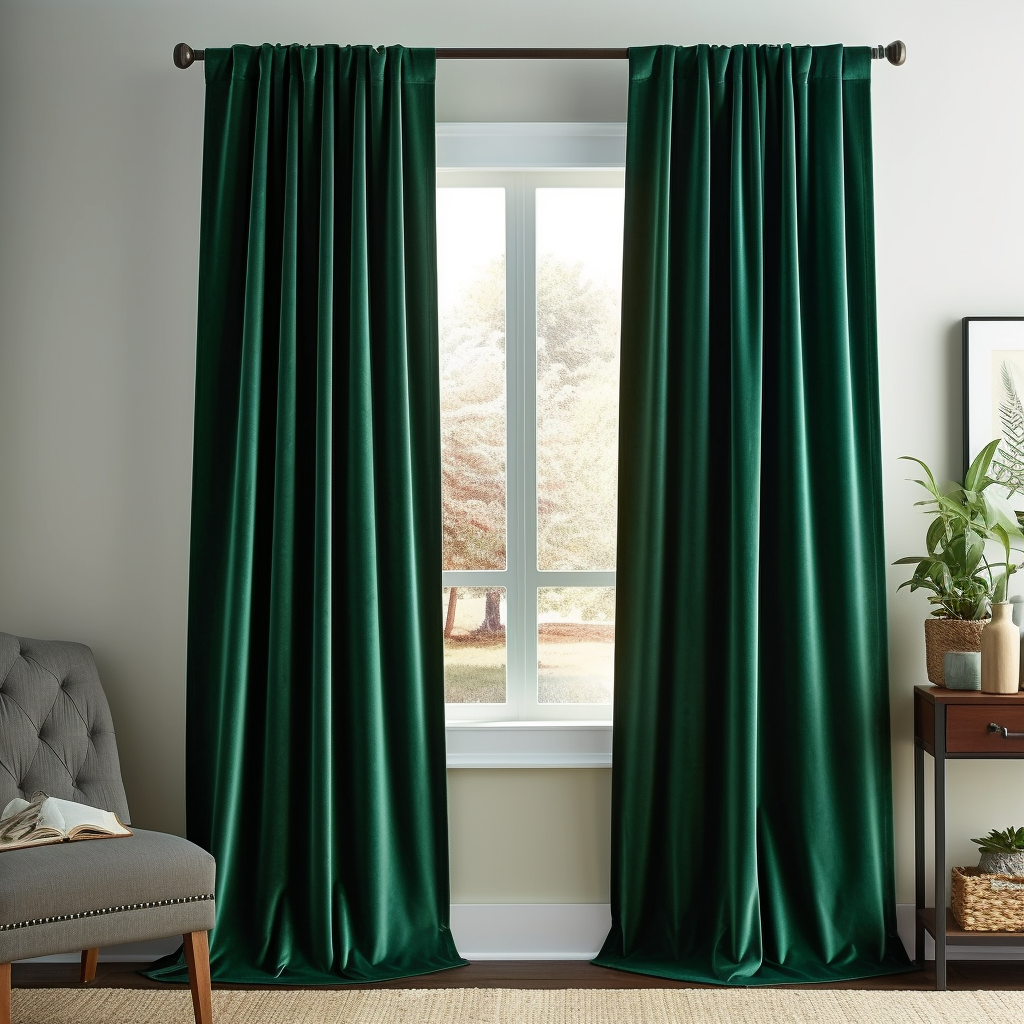 Emerald Green Velvet Blackout Rod Pocket Curtain - Custom Sizes and Colors