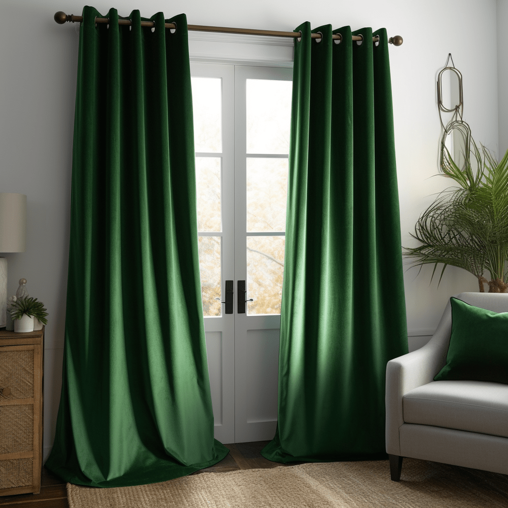 Green Velvet Curtains Dark Emerald Olive Sage Forest Moss Green