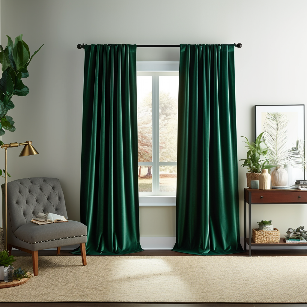 Emerald Green Velvet Rod Pocket Curtain - Custom Sizes and Colors
