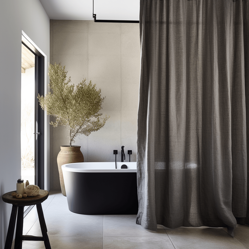 Extra-Long Linen Shower Curtain – Any Length: 60" to 200"
