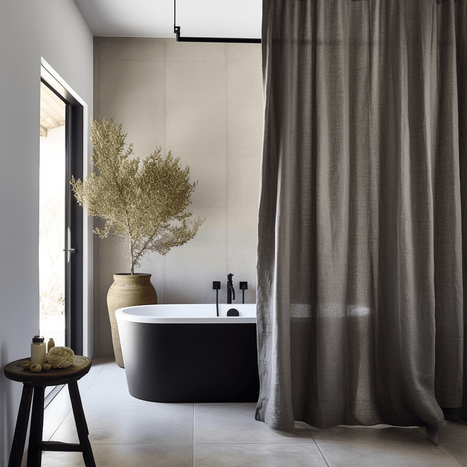 Extra-Long Linen Shower Curtain – Any Length: 60" to 200"