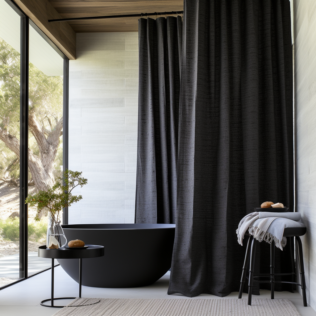 Extra Long Shower Curtain in Black Color