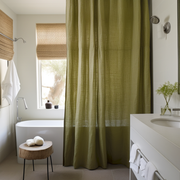 Extra Long Shower Curtain in Moss Green Color