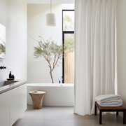 Extra Long Shower Curtain in Off-White Color