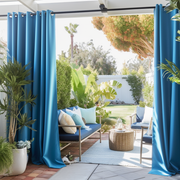 Extra Long Outdoor Curtains - Waterproof and Windproof - Different Headings, Colors and Custom Sizes, Color: Peacock