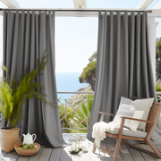Extra Long Outdoor Curtains - Waterproof and Windproof - Different Headings, Colors and Custom Sizes, Color: Grey