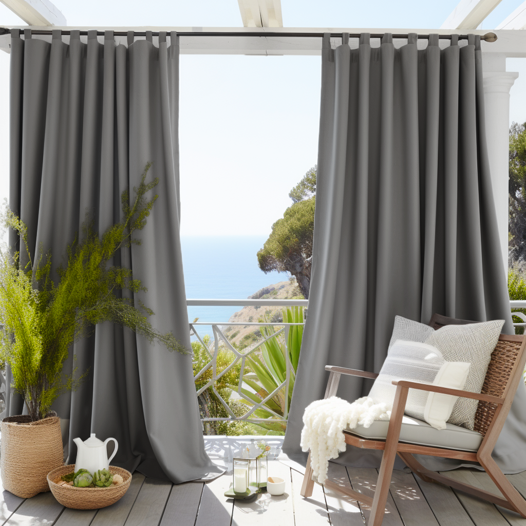 Extra Long Outdoor Curtains - Waterproof and Windproof - Different Headings, Colors and Custom Sizes, Color: Grey
