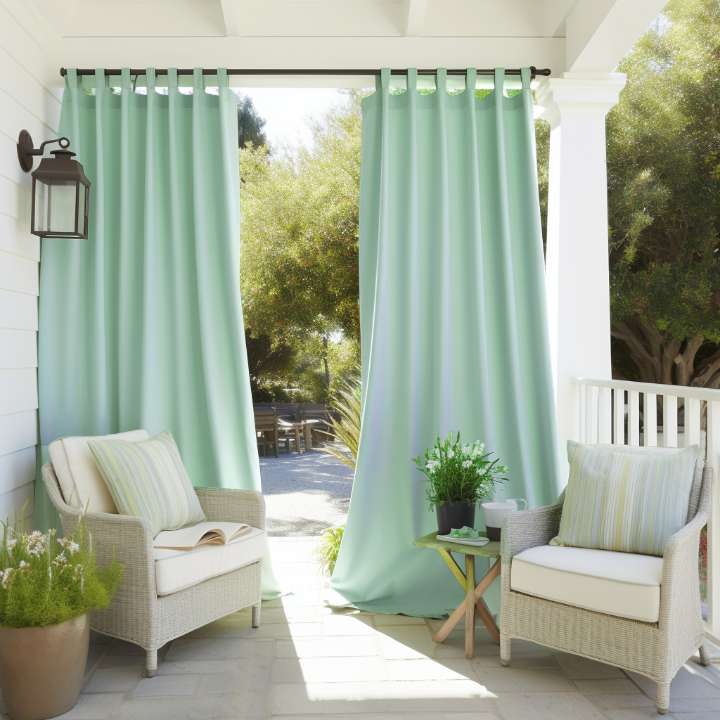 Extra Long Outdoor Curtains - Waterproof and Windproof - Different Headings, Colors and Custom Sizes, Color: Mint