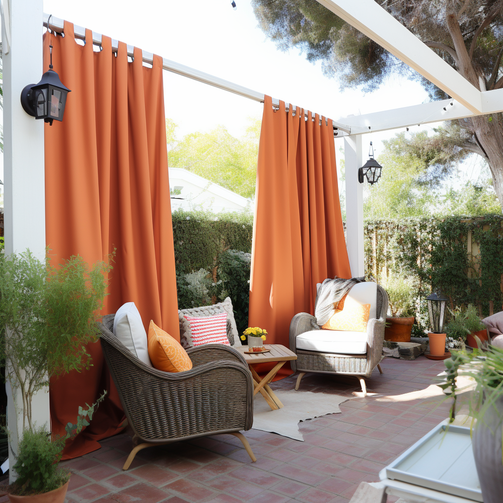 Extra Long Outdoor Curtains - Waterproof and Windproof - Different Headings, Colors and Custom Sizes, Color: Orange