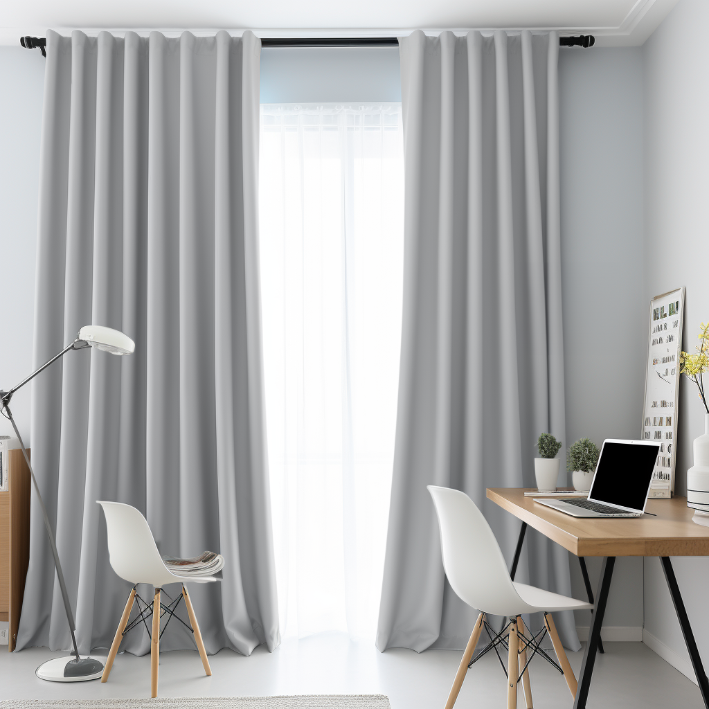 Grey Linen Back Tab Curtain Panel with Blackout Lining - Custom Sizes & Cotton