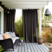Grey Outdoor Curtain - Blackout - Different Headings and Custom Sizes, Heading: Velcro Tabs Top