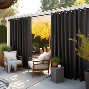 Grey Outdoor Curtain - Blackout - Different Headings and Custom Sizes, Heading: Metal Grommets 