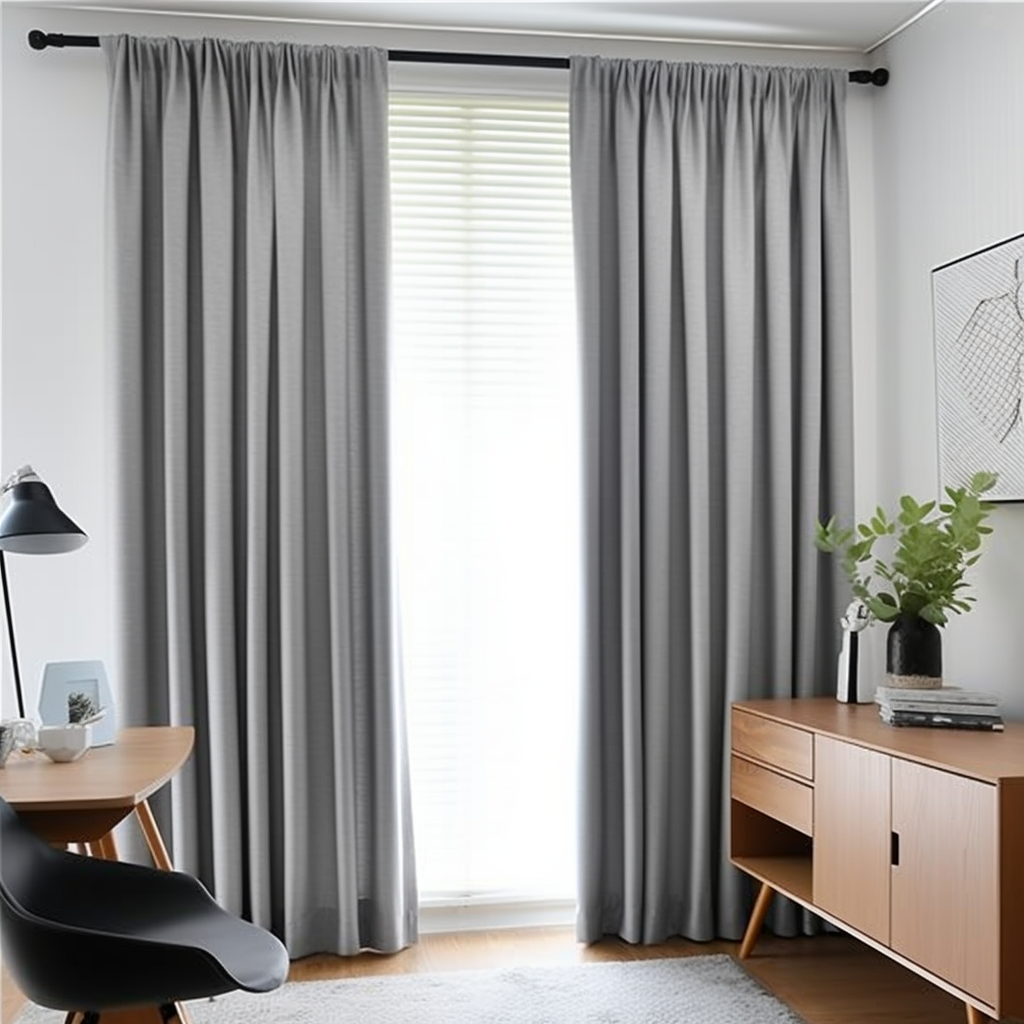 Grey Rod Pocket Thermal Insulated Total Blackout Linen Curtain - Custom Width and Length, Color: Stone Grey