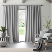 Grey Tab Top Thermal Insulated Total Blackout Linen Curtain - Custom Width and Length