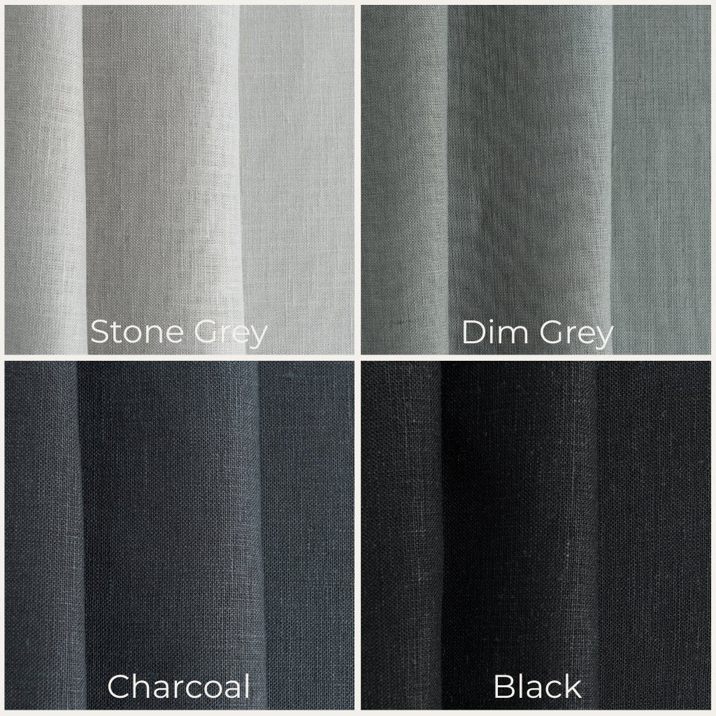 Grey Double Pinch Pleat Linen Curtain Panel - Custom Sizes 63