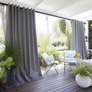 Grey Outdoor Curtains - Waterproof and Windproof - Different Headings and Custom Sizes, Heading: Metal Grommets
