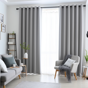 Grey Thermal Insulated Total Blackout Grommet Linen Curtain - Custom Width and Length, Color: Stone Grey