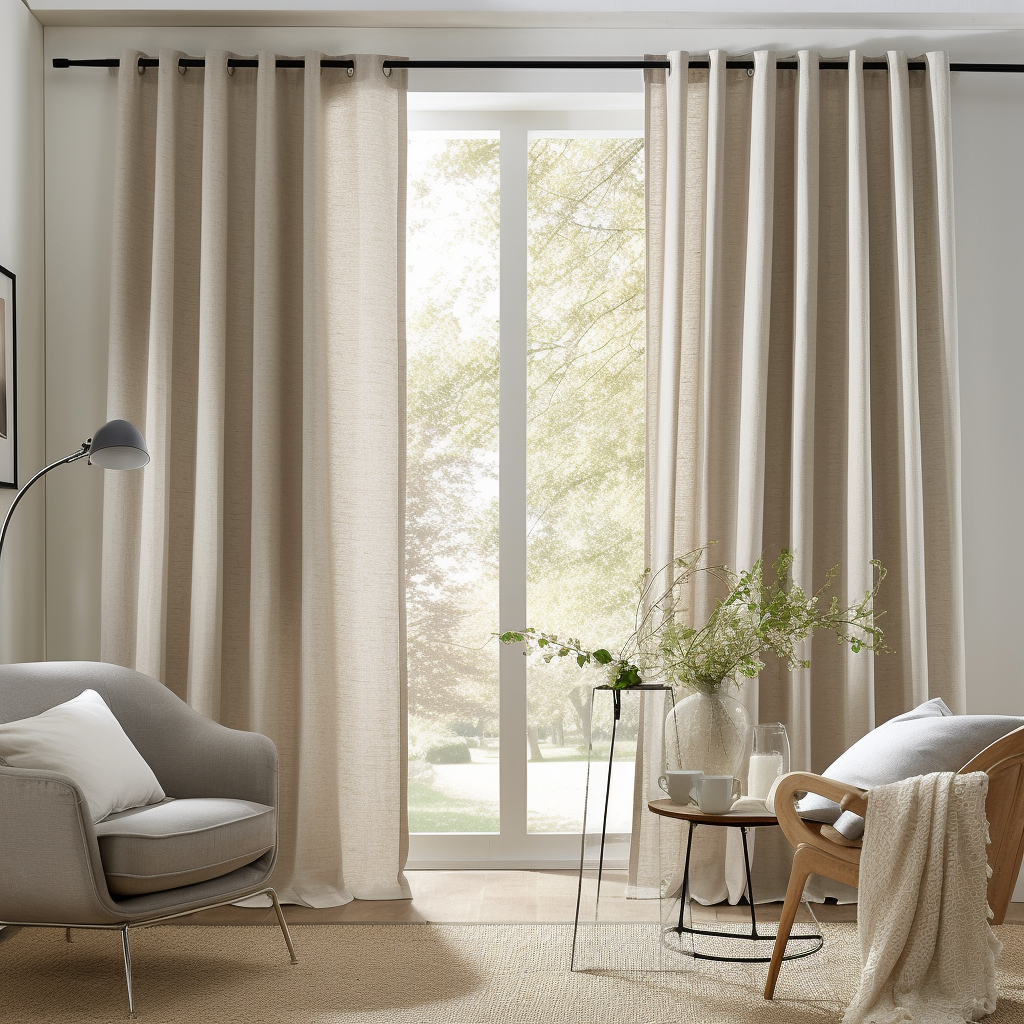 Grommets Top Linen Curtain, Color: Natural
