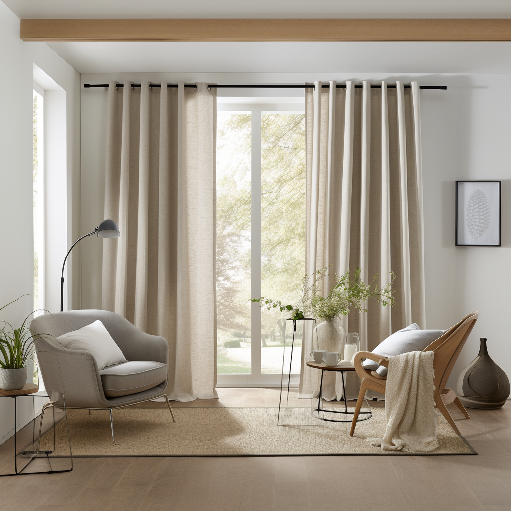Grommet Linen Curtain, Color: Natural