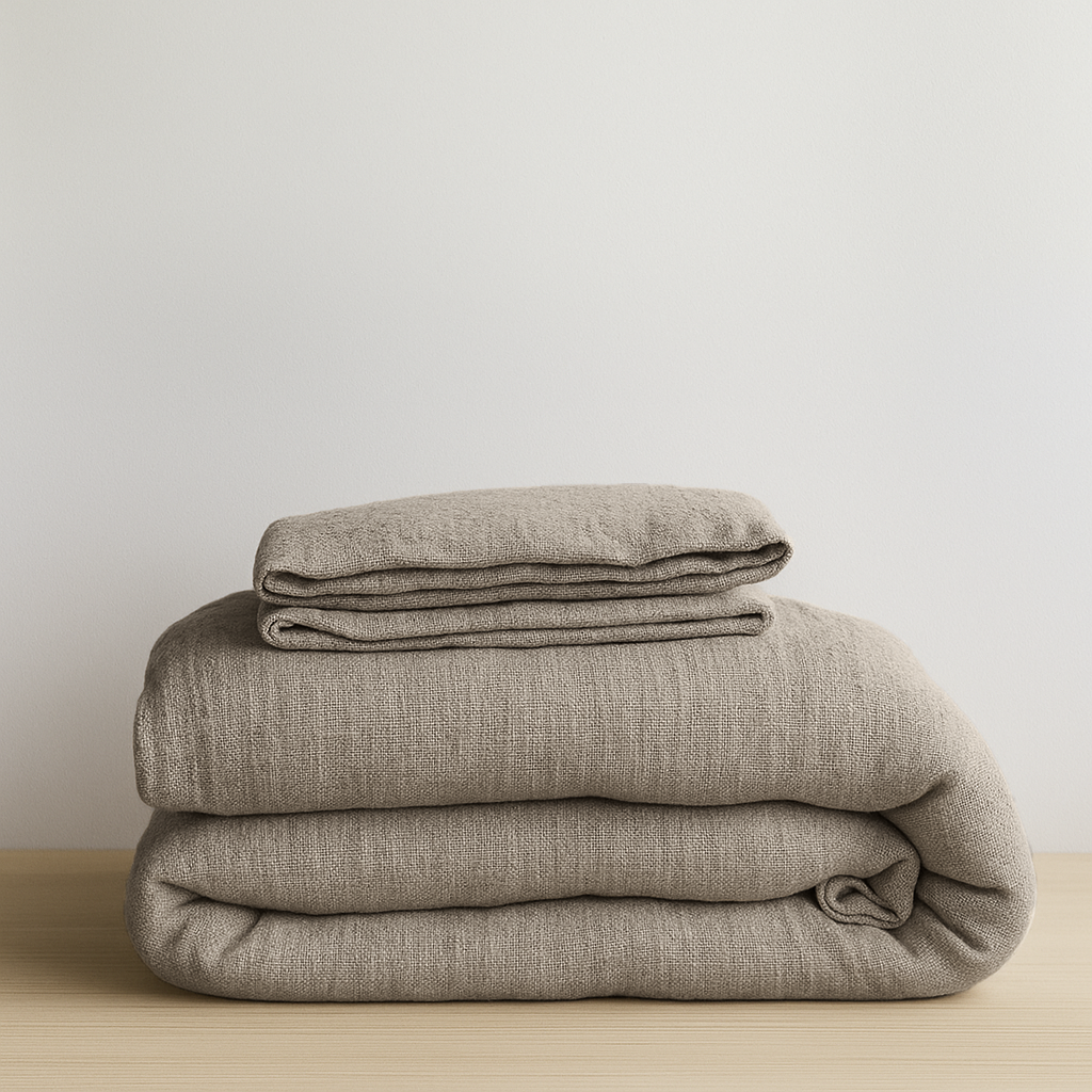 Natural Color Washed Heavyweight Linen Duvet Cover Set