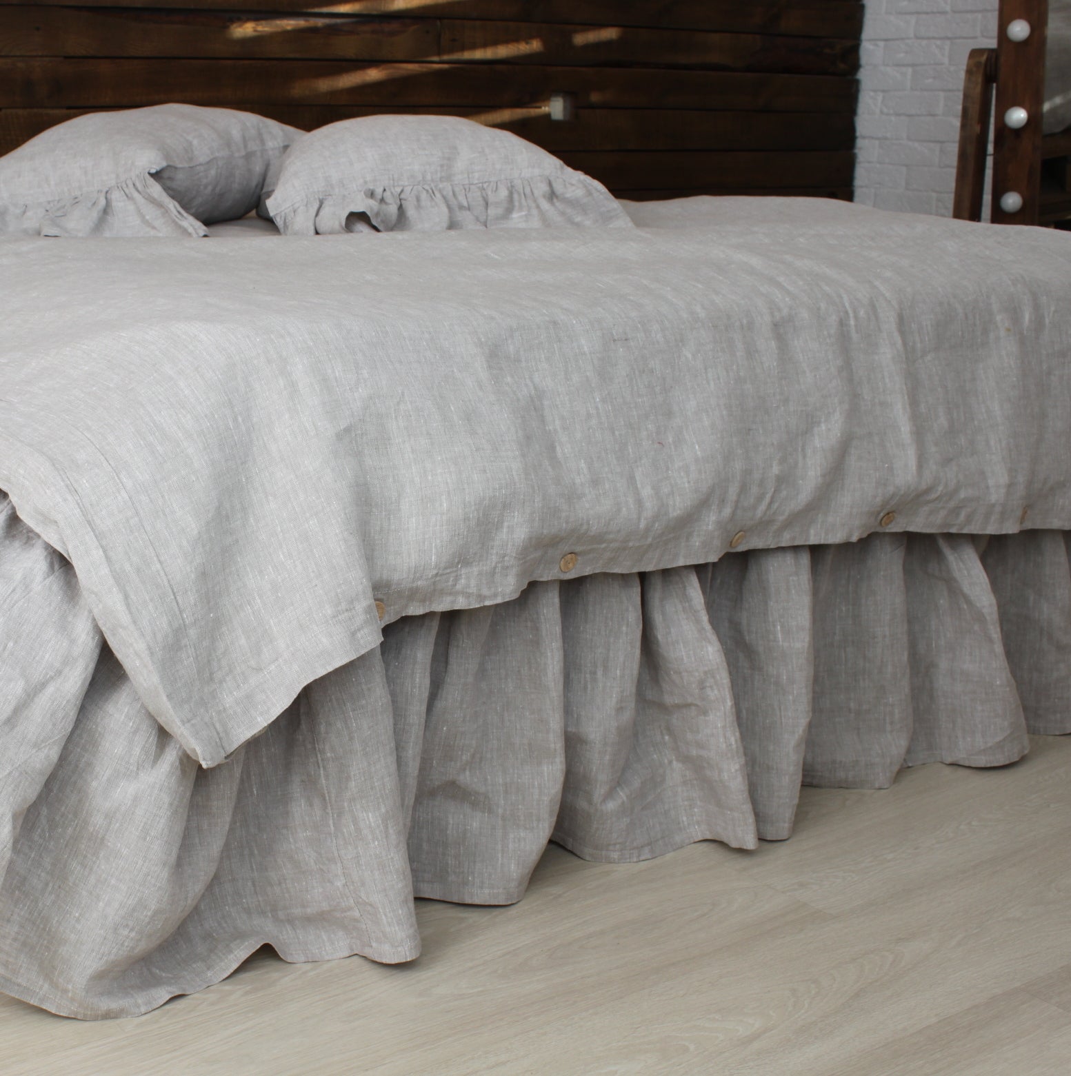 Gray ruffle outlet bed skirt queen