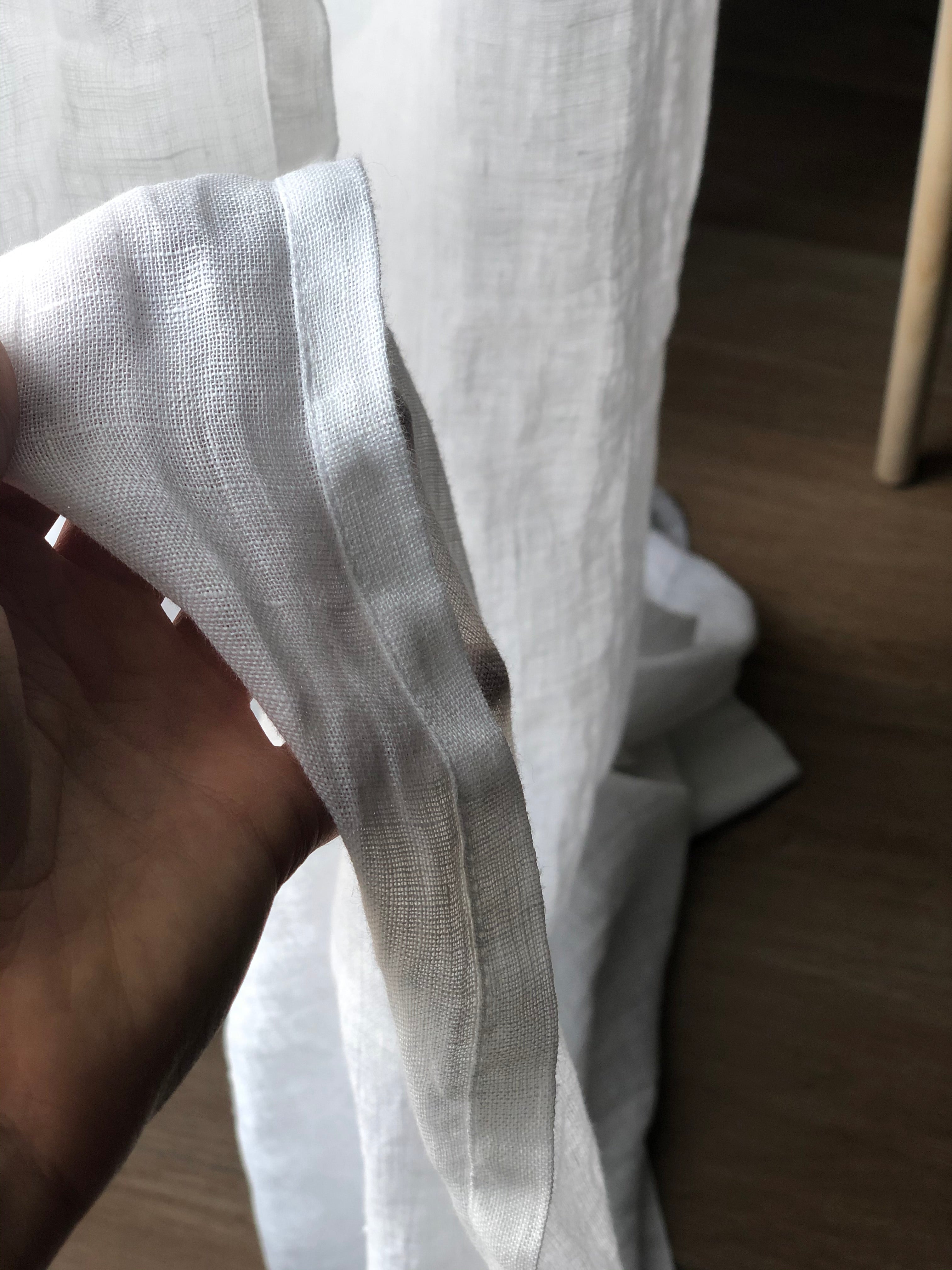 White Tab Top Linen Curtains, Sheer Linen Panel in Simple Style, White Linen Drapes, cheapest White Muslin Linen Curtains, Extra Long Curtain Linen