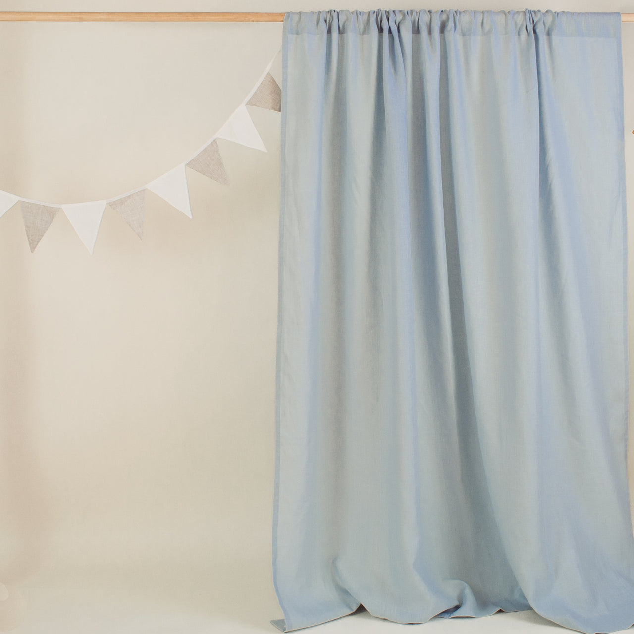 Light Blue Nursery Linen Curtain  - Rod Pocket Linen Drapery - available with Blackout Lining, Color: Sky Blue