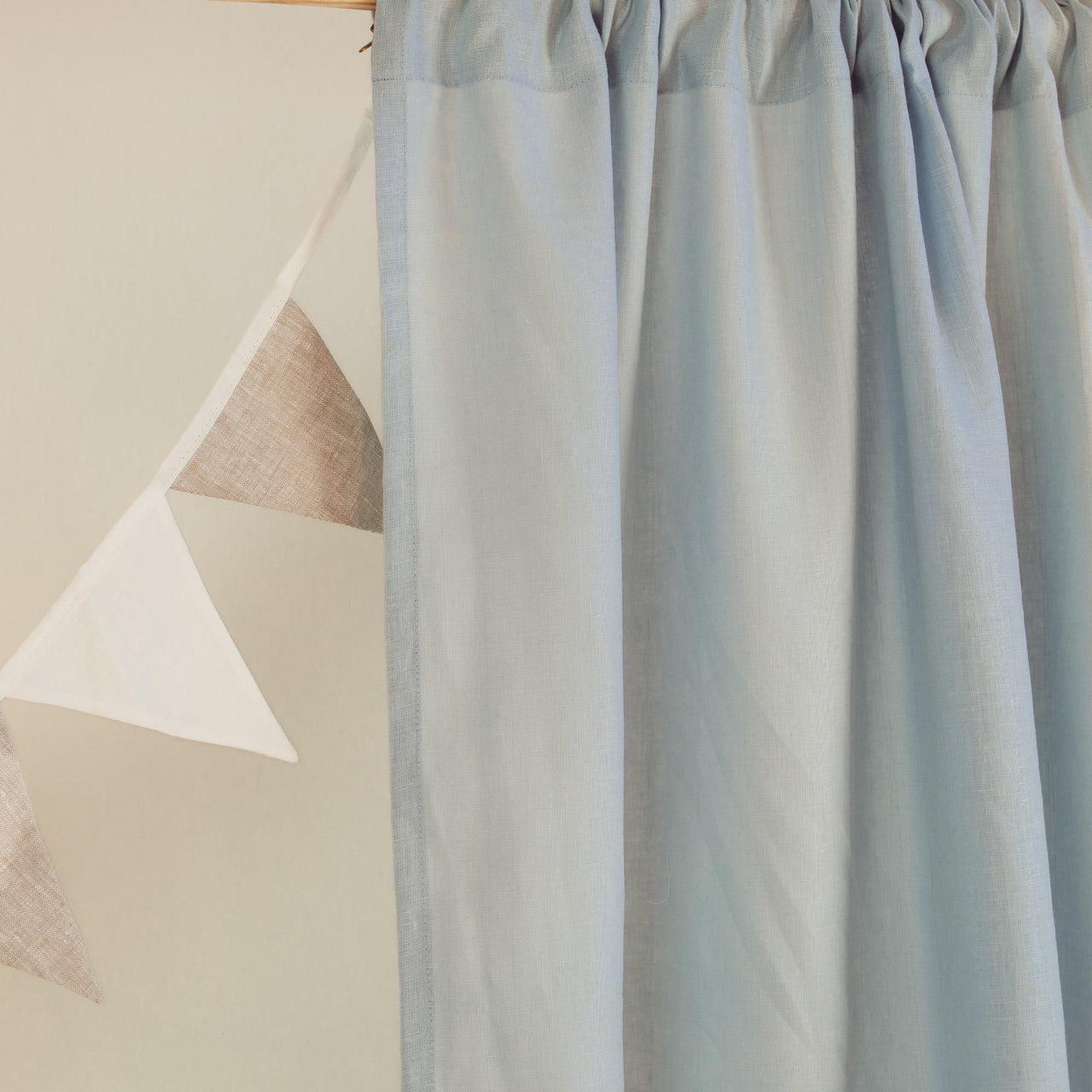 Light Blue Nursery Linen Curtain  - Rod Pocket Linen Drapery - Available with Blackout Lining