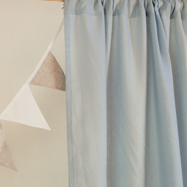 Light Blue Nursery Linen Curtains - Rod Pocket Linen Drapery - Blackout ...