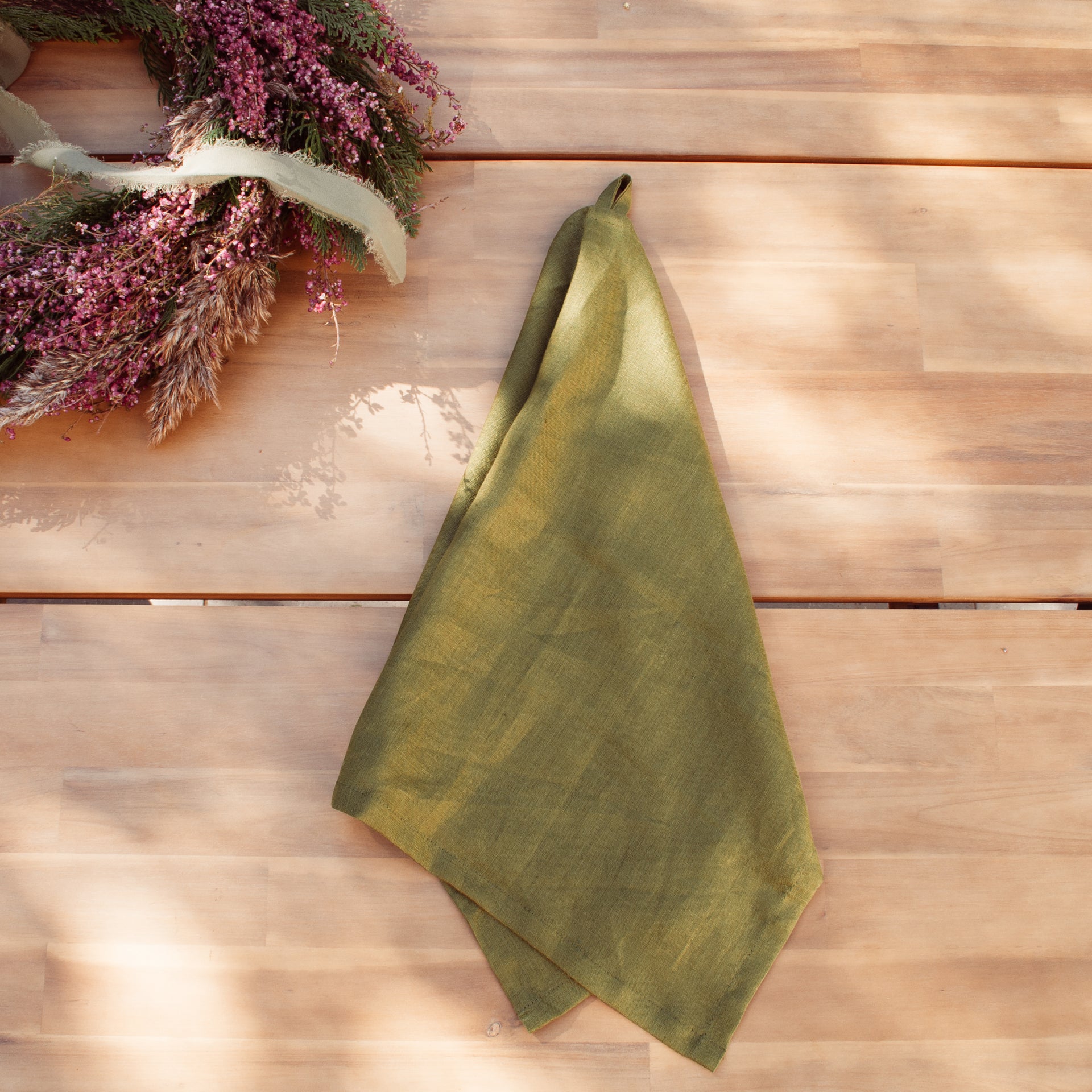 Linen Cloth Napkins in Moss Olive Green