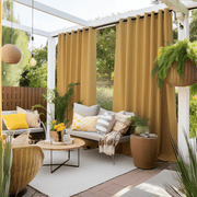 Mustard Yellow Outdoor Curtains - Waterproof and Windproof - Different Headings and Custom Sizes, Heading: Metal Grommets