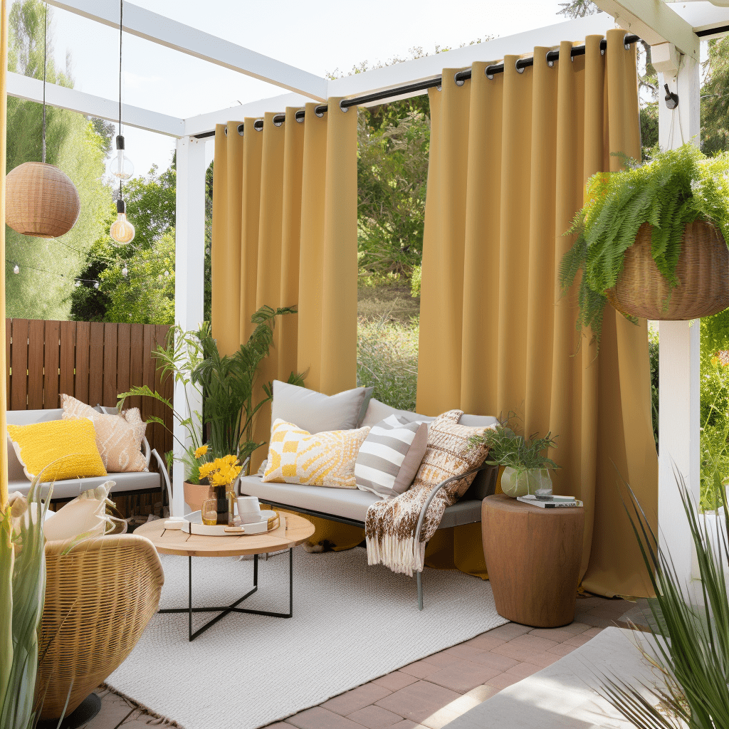 Mustard Yellow Outdoor Curtains - Waterproof and Windproof - Different Headings and Custom Sizes, Heading: Metal Grommets