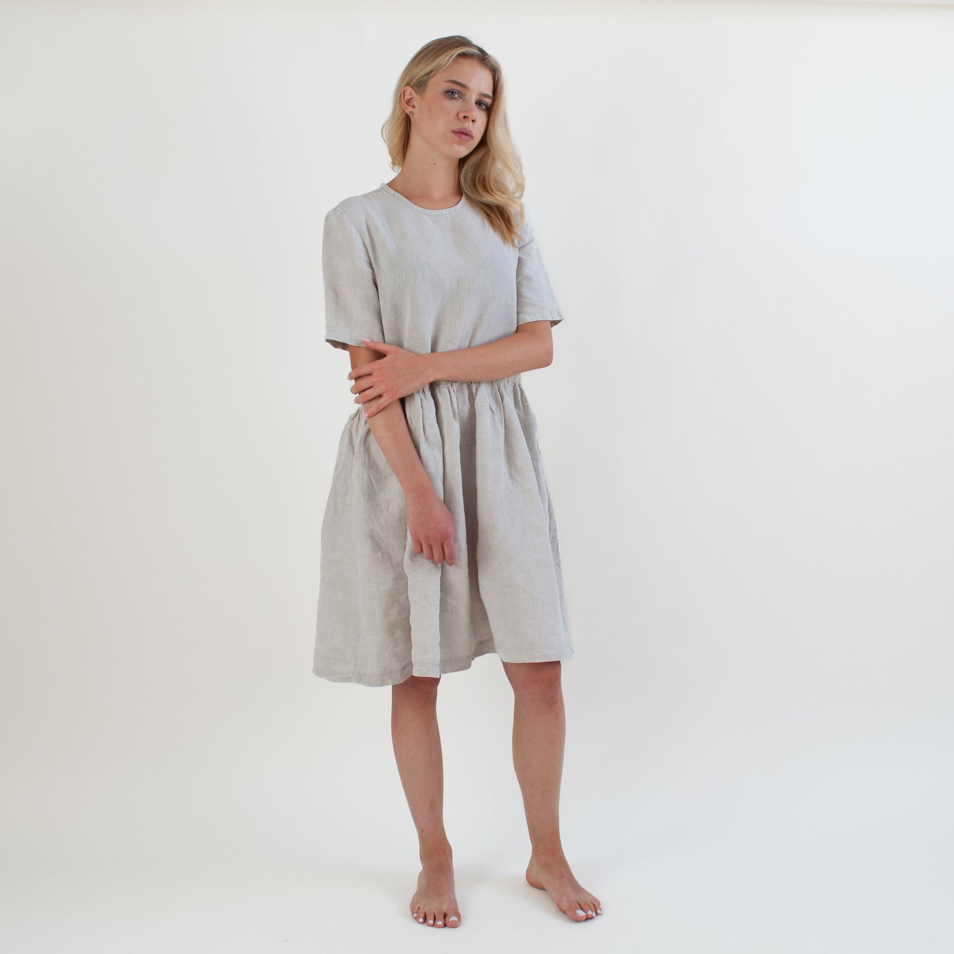 light grey linen dress White Linen Maxi Dress A-Line