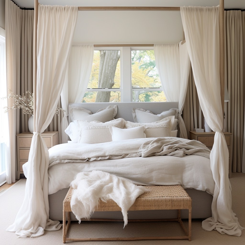 Canopy Bed Curtains, Color: Off-White