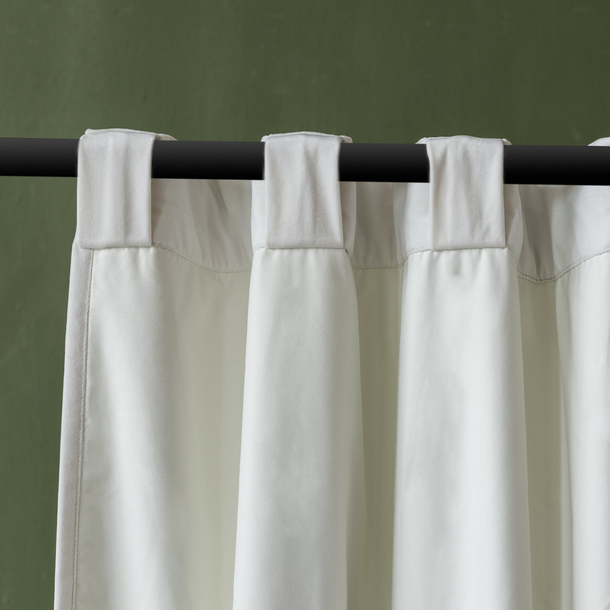 Heavy Off-White Velvet Back Tab Curtains – Custom Sizes: 63