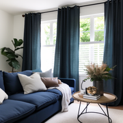 Peacock Linen Grommet Curtain Panel - Custom Width and Length, Color: Peacock