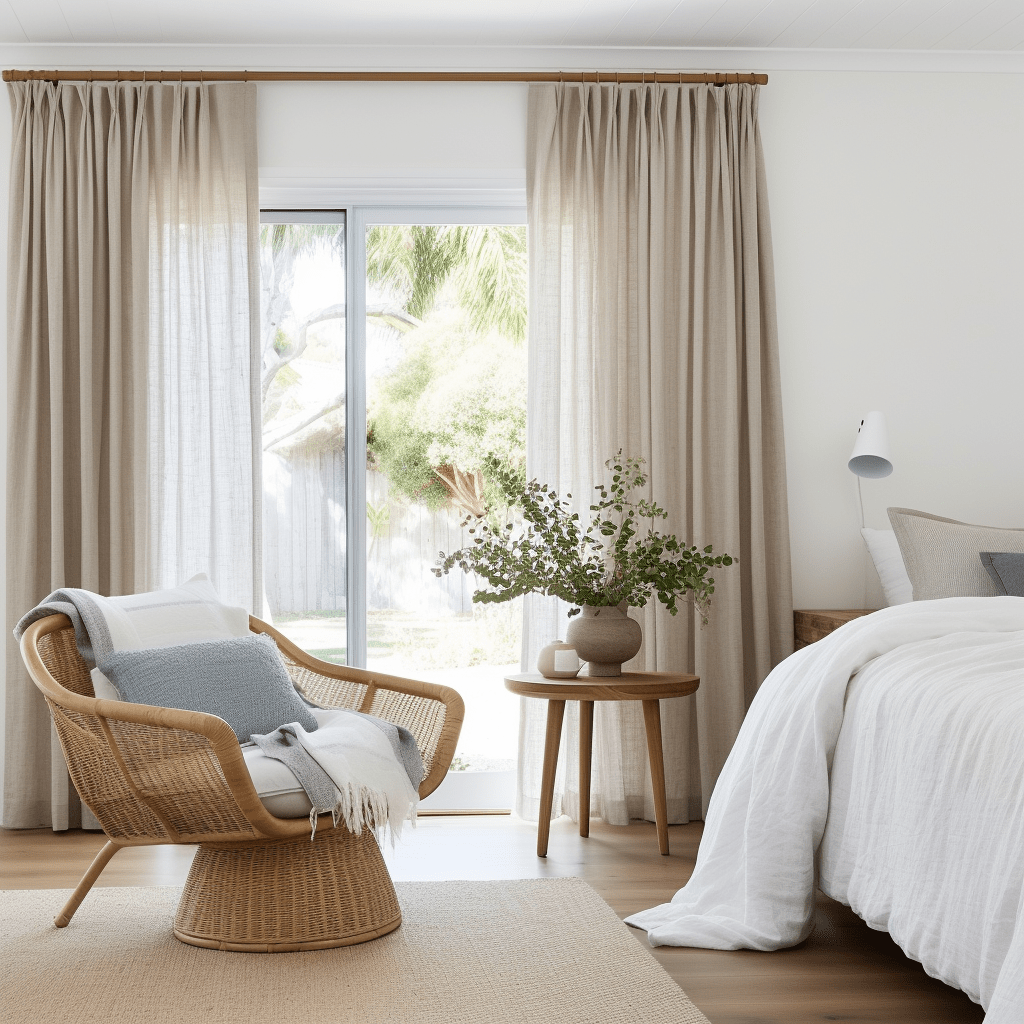 Pinch Pleat Linen Curtain Panel for Bedroom - Heading for Rings and Hooks