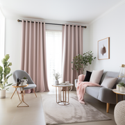 Pink Linen Grommet Top Curtain with Blackout Lining - Custom Sizes & Colors - for Living Room