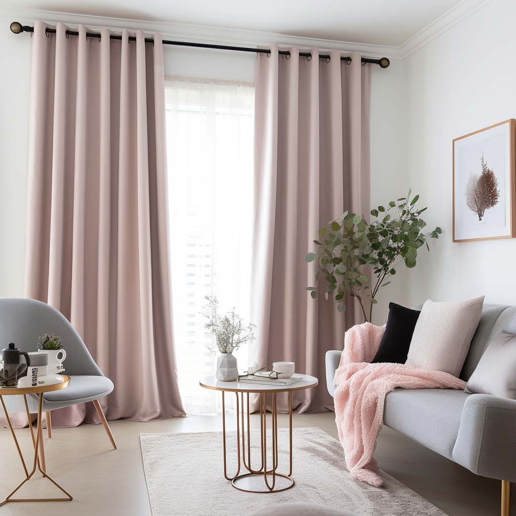 Pink Linen Grommet Top Curtain with Blackout Lining - Custom Sizes & Colors - for Living Room