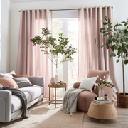 Pink Linen Grommet Top Linen Curtain - Custom Sizes & Colors - for Living Room