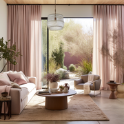 Pink Linen S-fold Curtain - Custom Sizes & Colors - for Living Room
