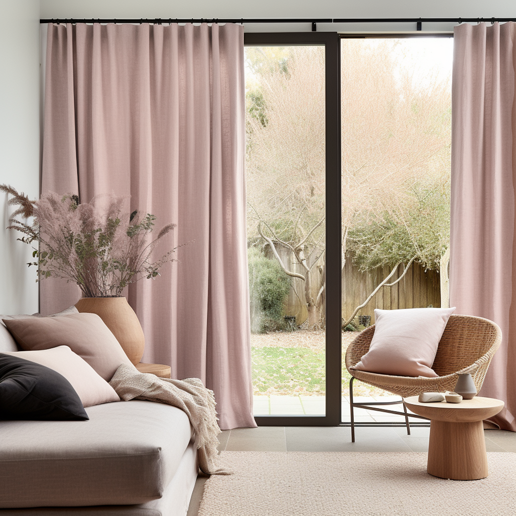 Pink Linen S-fold Linen Curtain with Blackout Lining - Custom Sizes & Colors - for Living Room