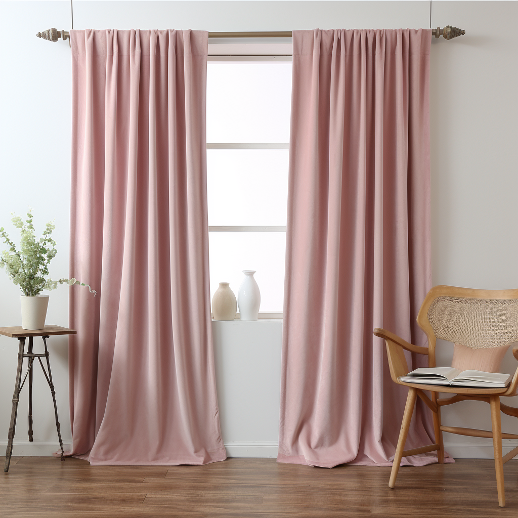 Pink Velvet Curtain Panel with Rod Pocket for Different Sizes