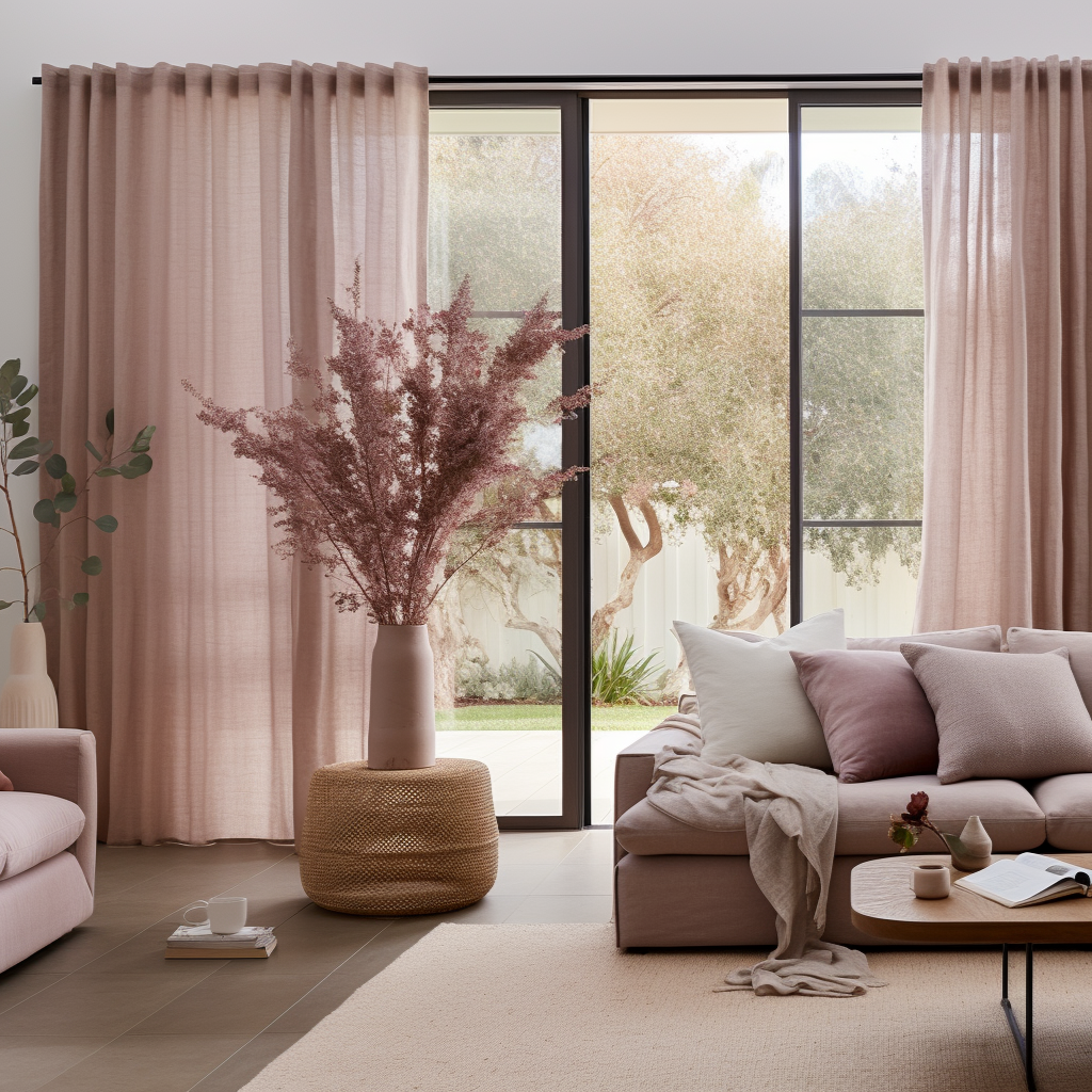 Pink Linen Back Tab Single Curtain Panel - Custom Width, Custom Length - for Living Room