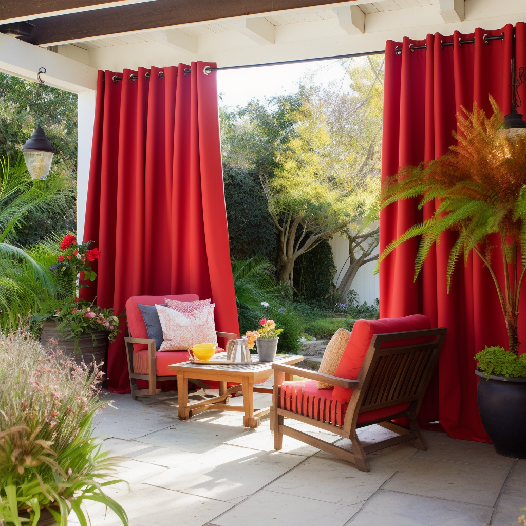 Red Outdoor Curtain - Blackout- Different Headings and Custom Sizes, Heading: Metal Grommets