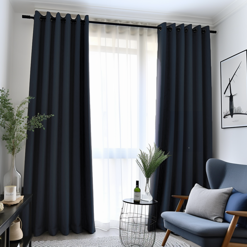 Blue Thermal Insulated Total Blackout Grommet Linen Curtain - Custom Width and Length, Color: Royal Blue