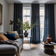 Royal Blue Linen Back Tab Curtain Panel - Custom Width and Length, Color: Royal Blue