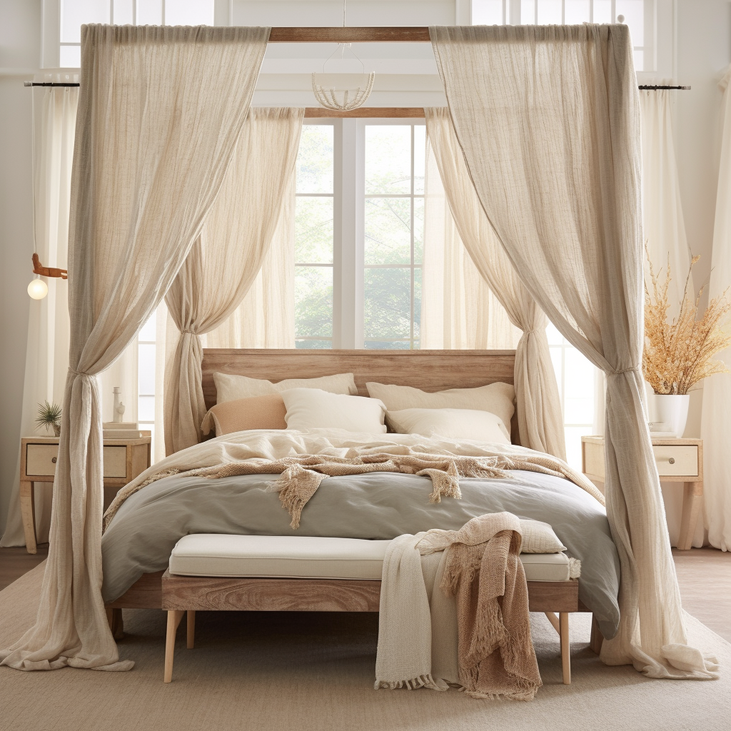 Canopy Bed Curtains, Color: Natural