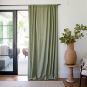 Sliding Door Linen Curtain with Rod Pocket - Unlined or With Lining - Custom Width and Length, Color: Asparagus