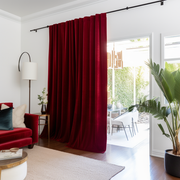 Sliding Door Velvet Blackout Curtain with Back Tab - Custom Sizes and Colors, Color: Classic Red